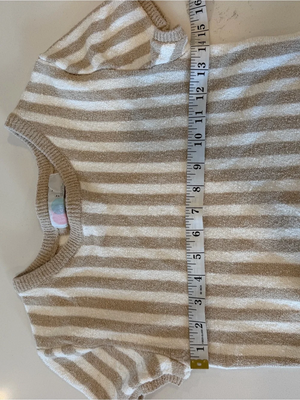 Free People Beach Striped Cream Short-Sleeve Knit Crop Top